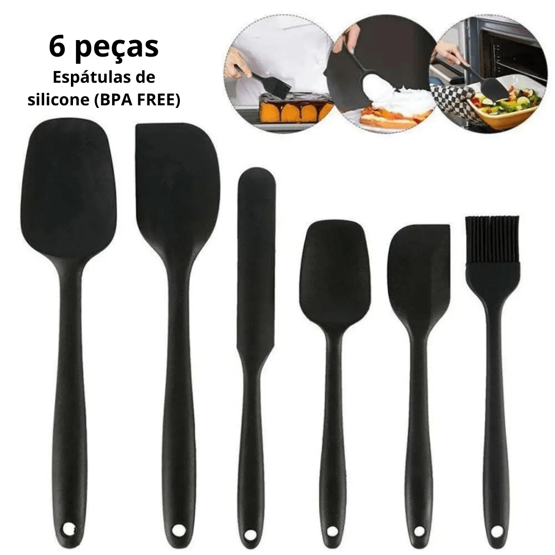 Kit 6 Espátulas de Silicone Antiaderentes - ORGANIZA COM FÊ