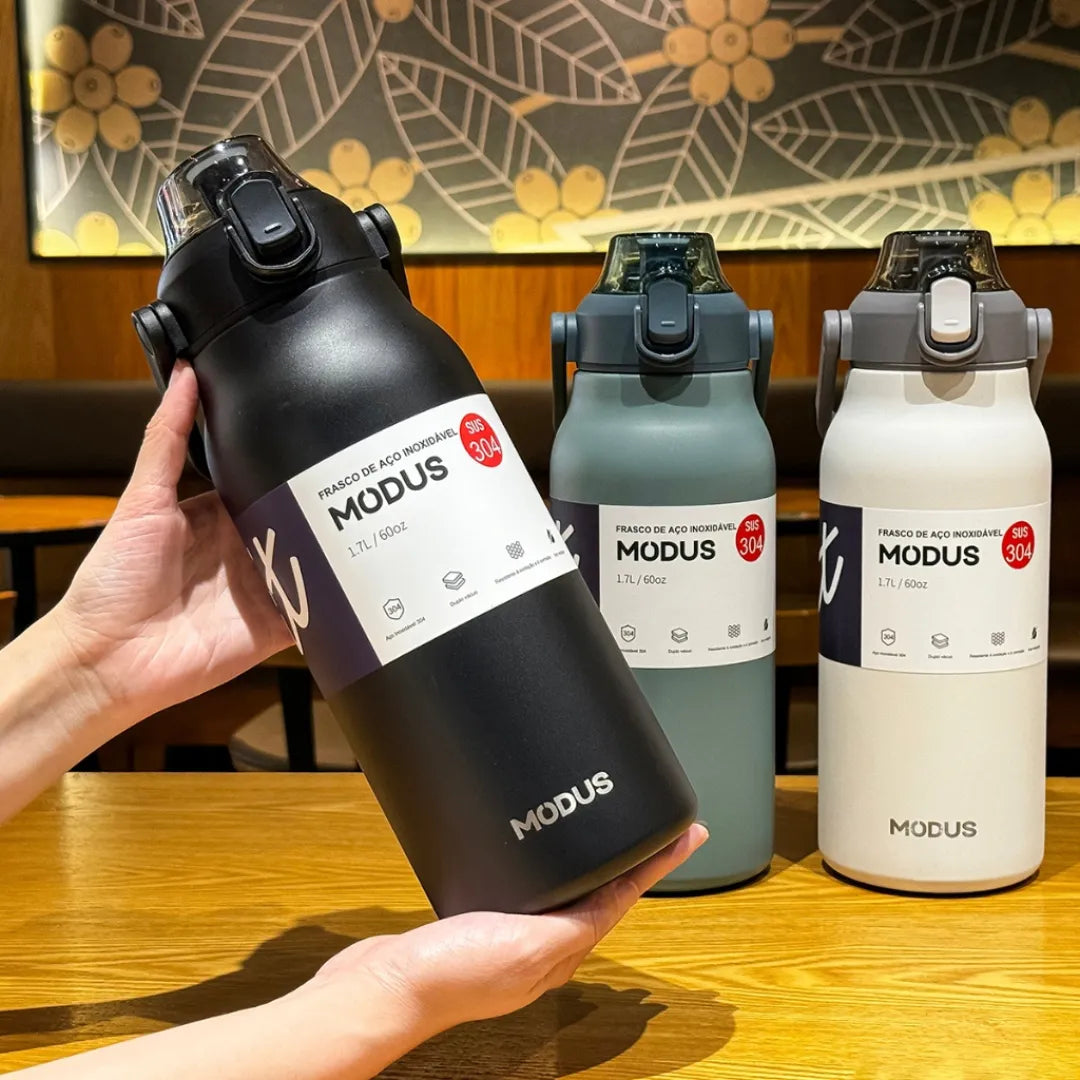 Garrafa Térmica de Aço Inoxidável 1.7L com Canudo: Praticidade e Alta Capacidade - OCF
