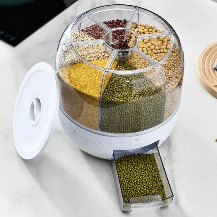 Dispenser de Grãos Giratória 360° - ORGANIZA COM FÊ